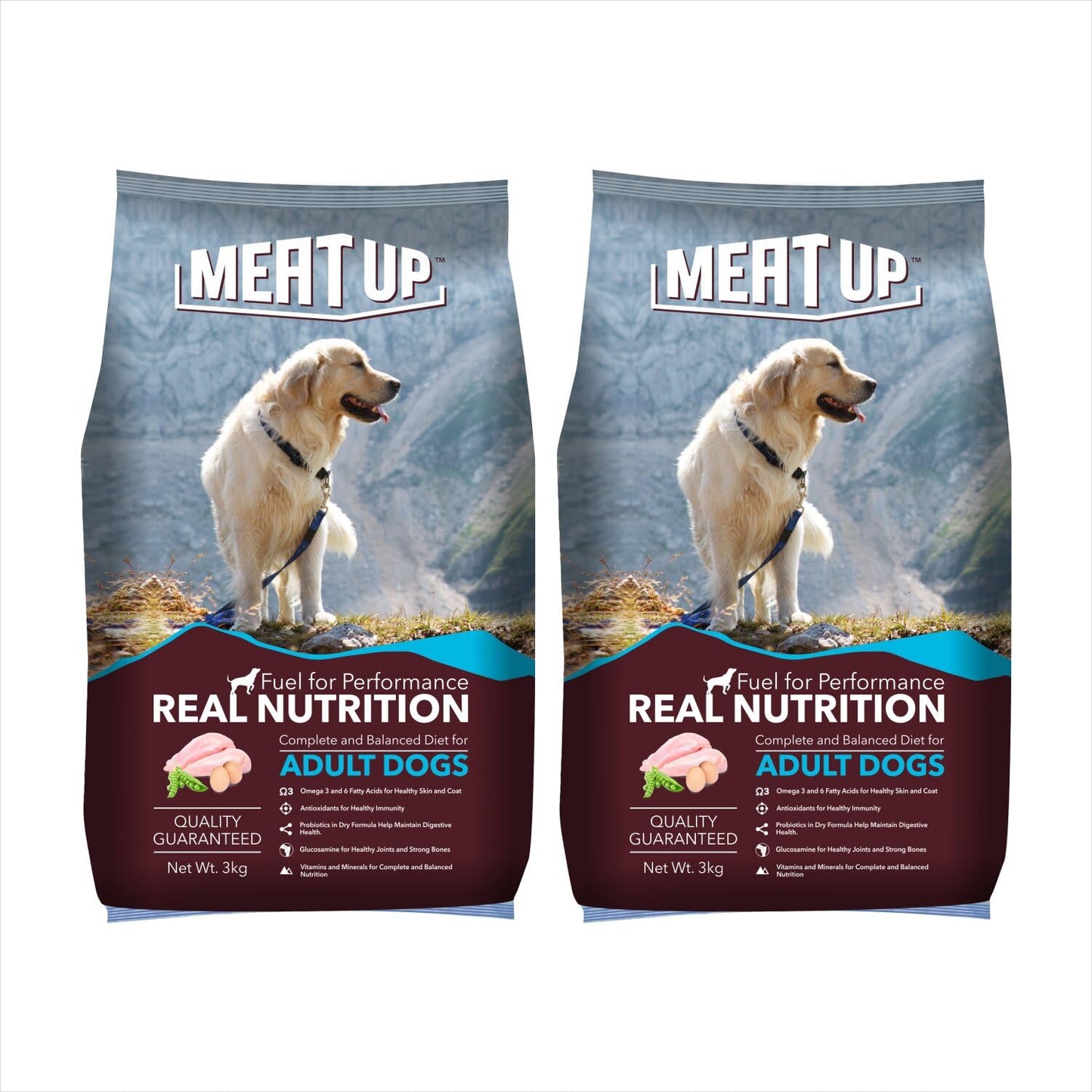 Adult Dry Dog Food 6kg (3kg + 3kg) | Chicken Flavour | Glucosamine for Healthy Joints & Bones | Enriched with Vitamins & Minerals | Supports Digestive Health
