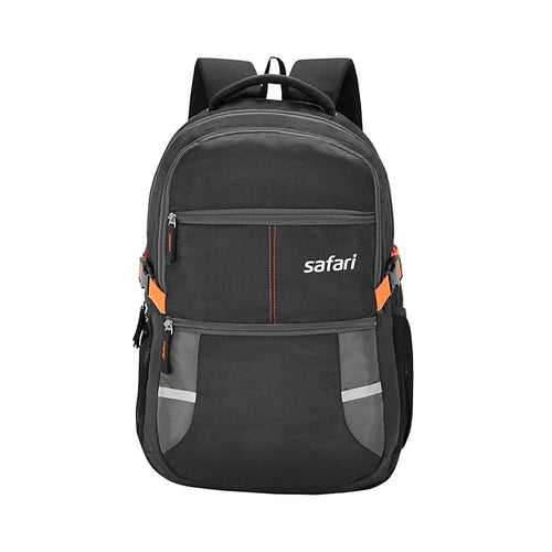 Safari Omega spacious/large laptop backpack with Raincover, college bag, travel bag for men and women, Black, 30 Litre