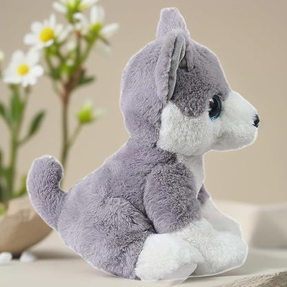 Glittery Eyes Husky Dog Stuffed Plush Animal | Teddy Bear Soft Toy |Ideal for Birthdays & Special Occasions Girls/Boys, Baby Kids -(Grey, 25Cm)