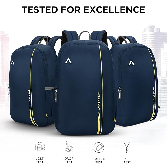 15L Laptop Backpack for Men & Women with Bottle Pocket | Padded Shoulder Straps, Multi Compartments | Travel & College Bag | Dark Blue