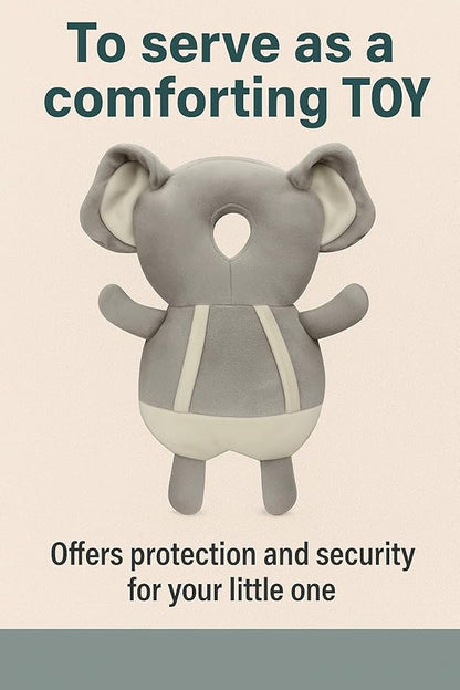 Baby Head Protector Cushion for 6–24 Months | Soft Plush Safety Backpack for Toddlers | Adjustable Straps, Anti-Fall Pillow for Infants (Elephant)