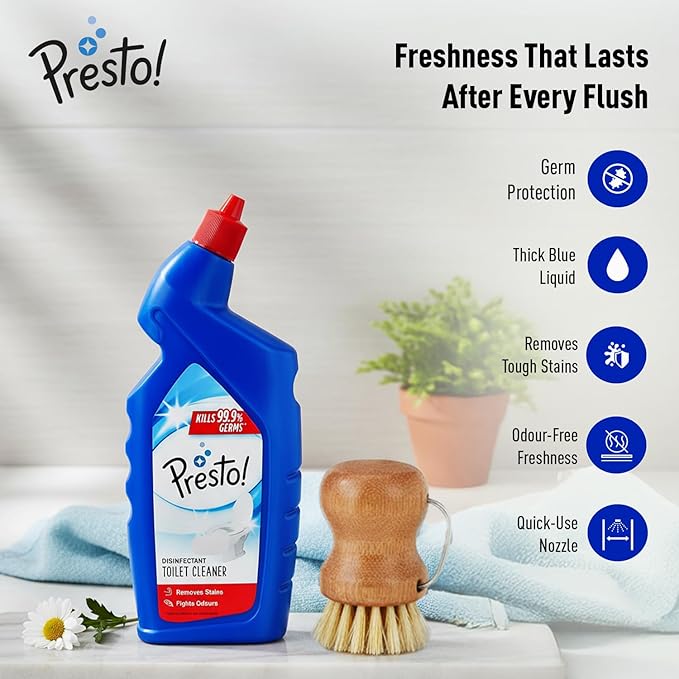 Presto! Disinfectant Toilet Cleaner Original | 2 Litres (1L x 2 Pack) | Kills 99.9% Germs | Tough Stain Remover