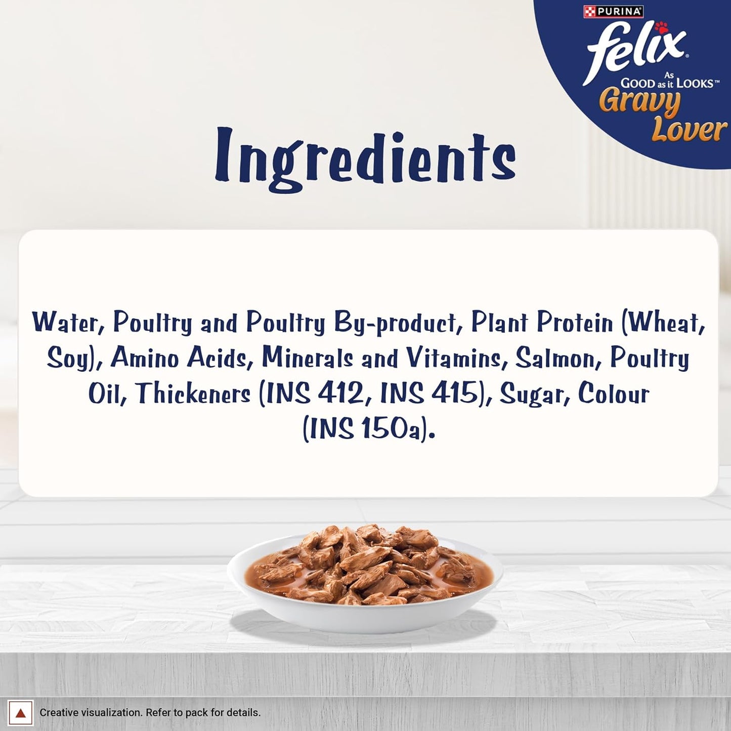 Felix Gravy Lover, Tasty & Real Meaty Salmon Chunks, Wet Cat Food, Balanced Nutrition, 24 Months, Pack of 12 Pouches (12x70g)