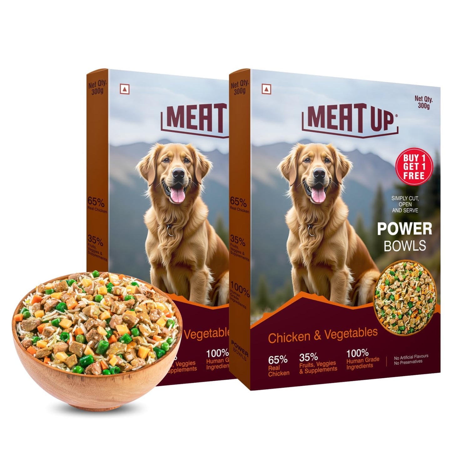 Fresh Dog Food Chicken & Vegetables 300g | High Protein, 65% Real Chicken, 35% Fruits & Veggies | No Preservatives | Ready to Serve | Single-Serve Meal