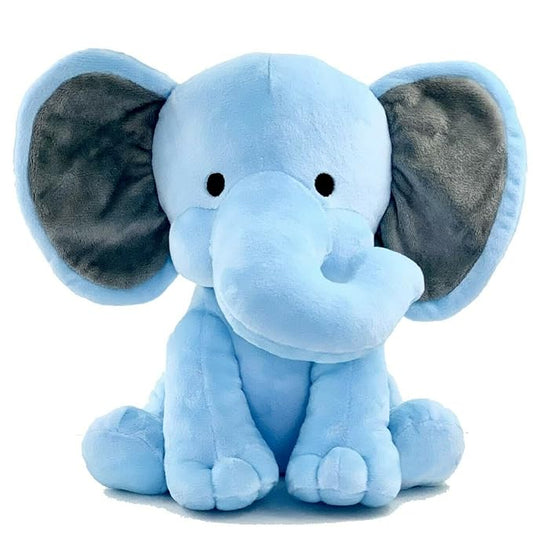 Elephant Sitting Plush Soft Toy Cute Kids Animal Home Decor Boys/Girls (30cm) Blue