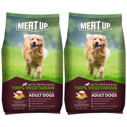 Adult Dry Dog Food 6kg (3kg + 3kg) | 100% Vegetarian | Supports Healthy Skin & Beautiful Coat | Rich in Antioxidants | Enriched with Vitamins & Minerals