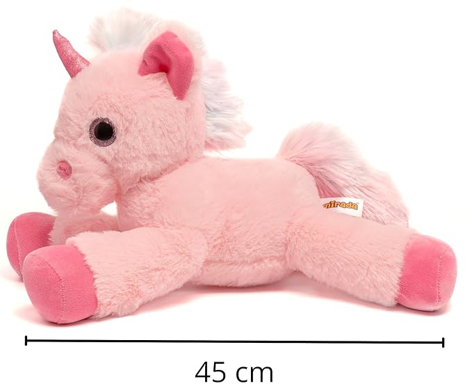 Pink Unicorn Soft Toy – 45cm | Super Soft Floppy Plush with Glittery Horn & Sparkling Details | Adorable Stuffed Animal Toy for Kids & Girls Room Décor