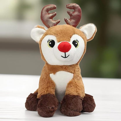 Raindeer Stuffed Plush Animal | Teddy Bear Soft Toy |Ideal for Birthdays & Special Occasions Girls/Boys, Baby Kids -Brown, 28Cm