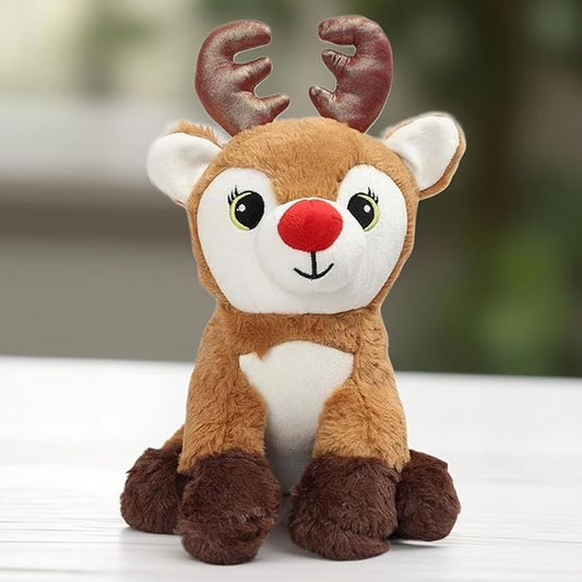 Raindeer Stuffed Plush Animal | Teddy Bear Soft Toy |Ideal for Birthdays & Special Occasions Girls/Boys, Baby Kids -Brown, 28Cm
