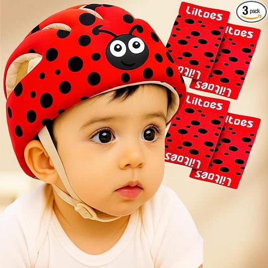 Baby Head Protector for Safety of Kids 6M to 3 Years- Baby Safety Helmet with Proper Air Ventilation & Corner Guard Protection + 1 Pair Knee Pad + 1 Pair Elbow Pad