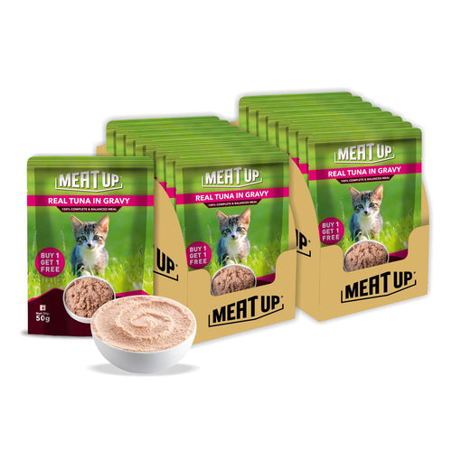 Kitten Cat Wet Food (50g x 8), 400gm + 400gm | Real Tuna in Gravy | Supports Heart & Vision Health | Strong Bones & Teeth | Natural Flavours | Organic Minerals & Vitamins