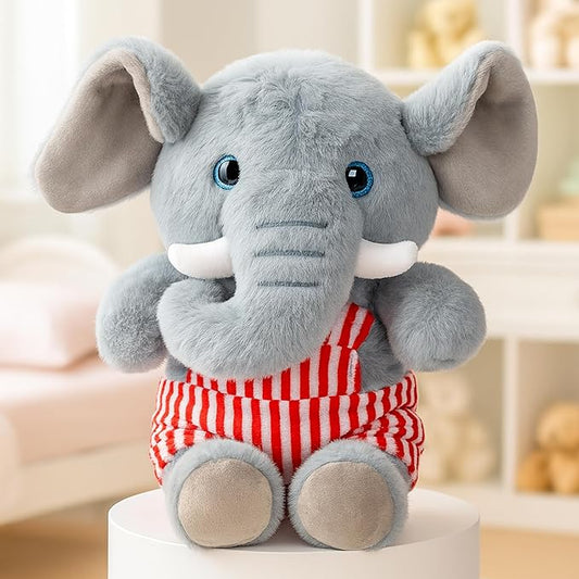 Dangri Elephant Stuffed Plush Animal | Teddy Bear Soft Toy |Ideal for Birthdays & Special Occasions Girls/Boys, Baby Kids -(Grey, 38Cm)
