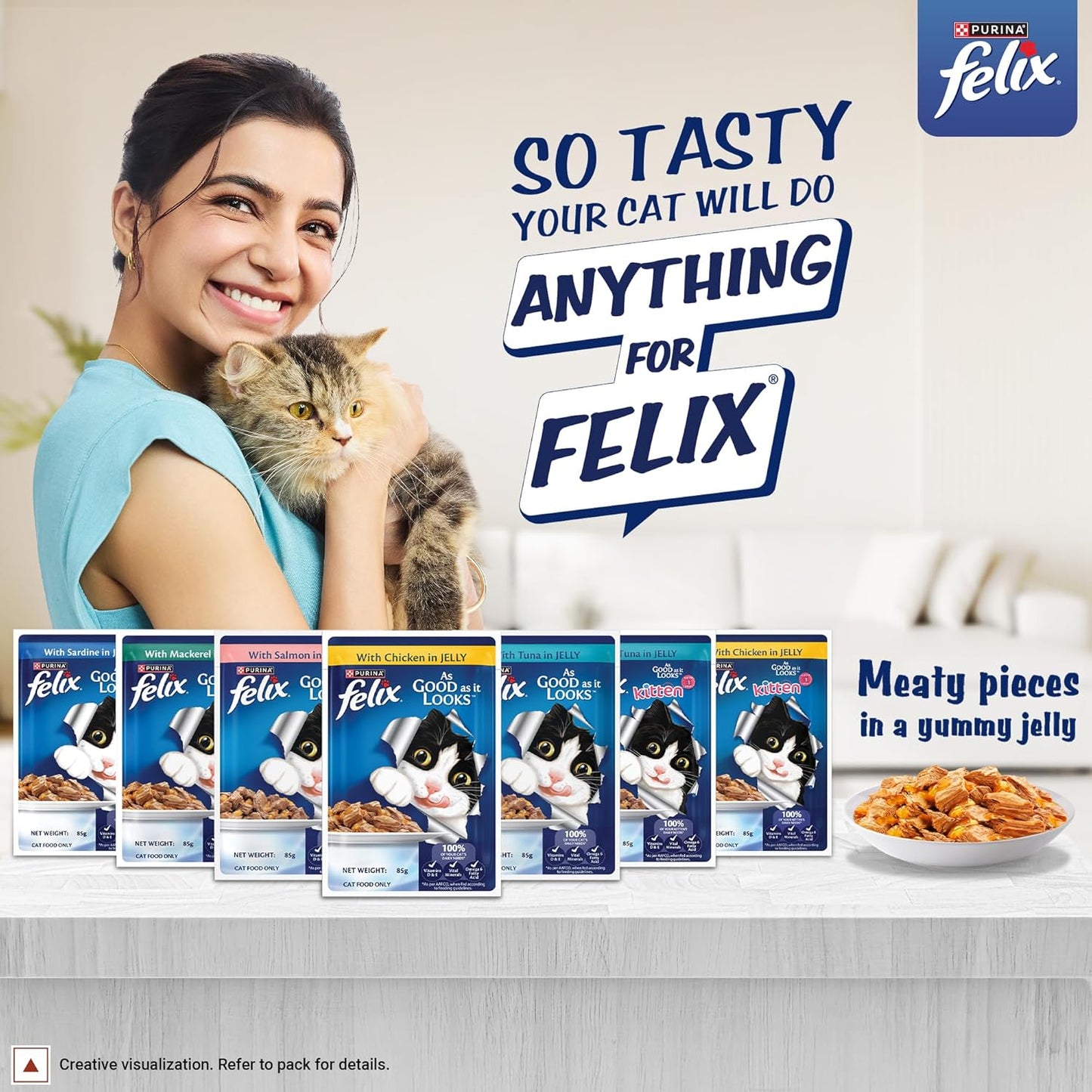 Felix with Chicken in Jelly | Wet Food for Kittens | Complete and Balanced Cat Food, Pack of 12 Pouches (12 x 85 g)