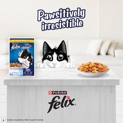 Felix with Chicken in Jelly | Wet Food for Kittens | Complete and Balanced Cat Food, Pack of 12 Pouches (12 x 85 g)