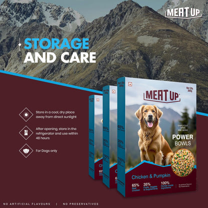 Fresh Dog Food Chicken & Vegetables 300g | High Protein, 65% Real Chicken, 35% Fruits & Veggies | No Preservatives | Ready to Serve | Single-Serve Meal