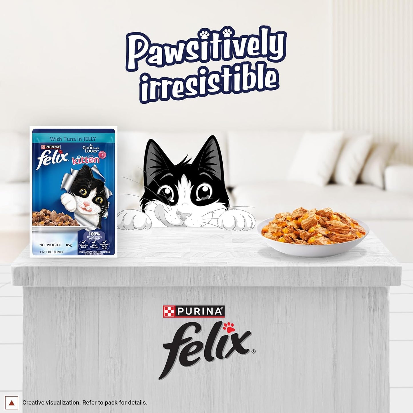 Felix with Tuna in Jelly | Wet Food for Kittens | Complete and Balanced Cat Food, Pack of 12 Pouches (12 x 85 g)