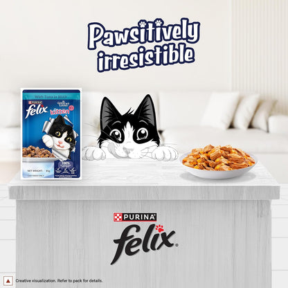 Felix with Tuna in Jelly | Wet Food for Kittens | Complete and Balanced Cat Food, Pack of 12 Pouches (12 x 85 g)