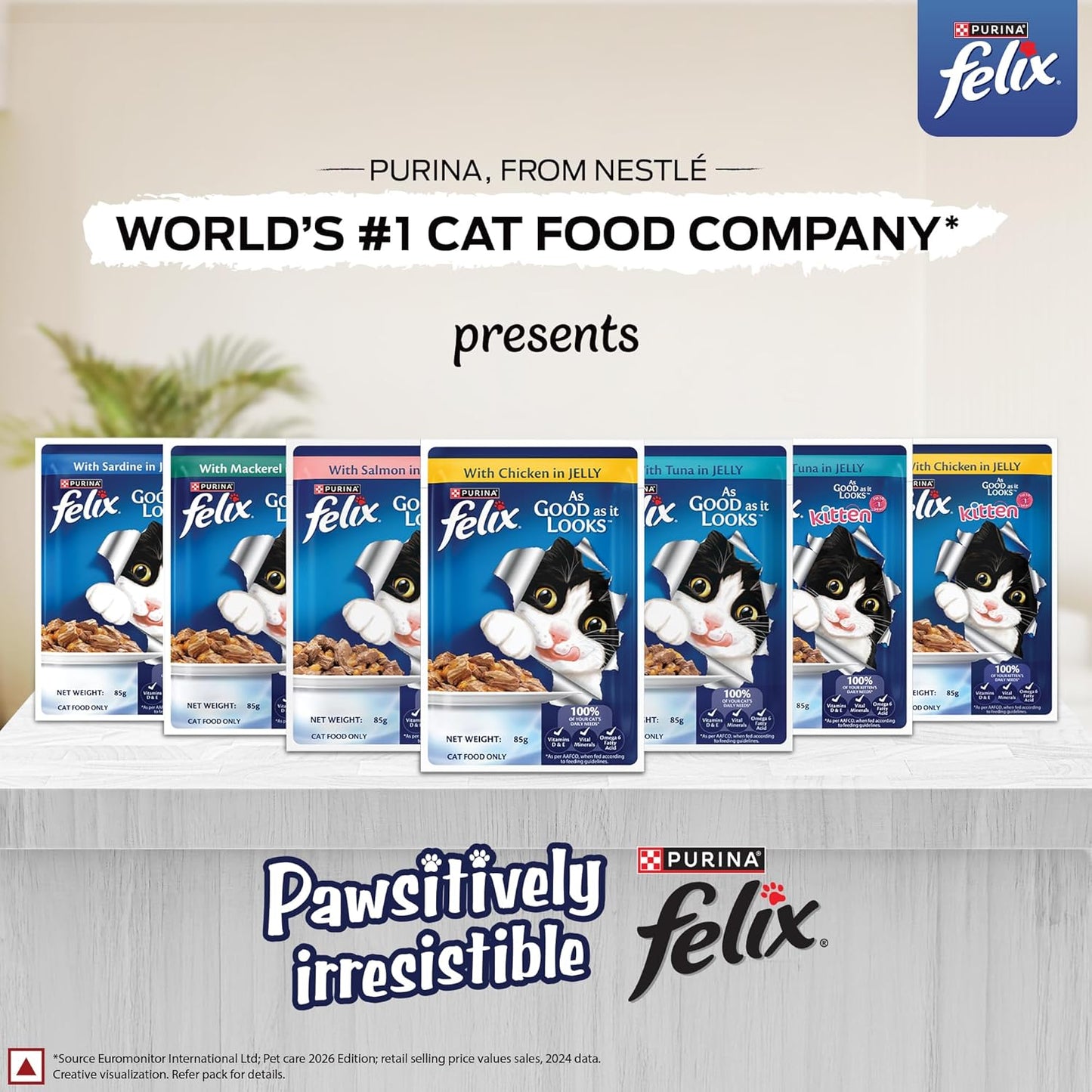 Felix with Chicken in Jelly | Wet Food for Kittens | Complete and Balanced Cat Food, Pack of 12 Pouches (12 x 85 g)