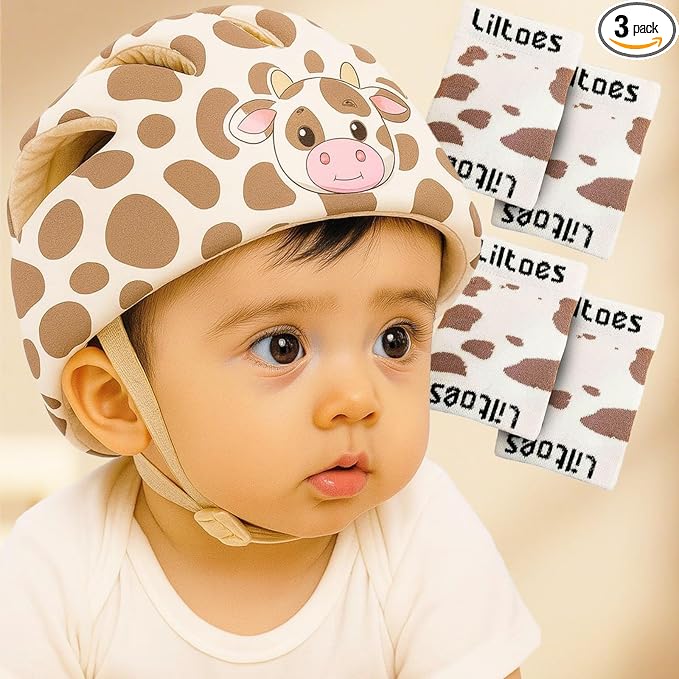 Baby Head Protector for Safety of Kids 6M to 3 Years- Baby Safety Helmet with Proper Air Ventilation & Corner Guard Protection + 1 Pair Knee Pad + 1 Pair Elbow Pad