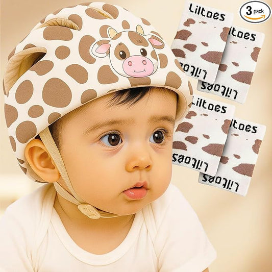 Baby Head Protector for Safety of Kids 6M to 3 Years- Baby Safety Helmet with Proper Air Ventilation & Corner Guard Protection + 1 Pair Knee Pad + 1 Pair Elbow Pad