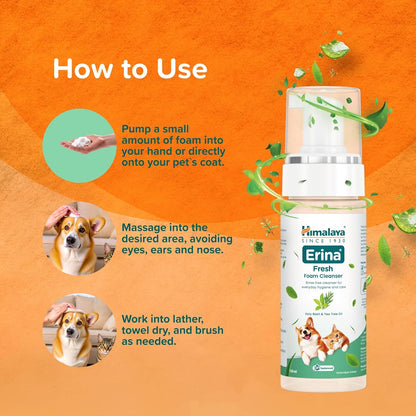 Erina Fresh | 150 ml | Rinse-Free Foam Cleanser/Dry Shampoo with Aloe Vera, Holy Basil & Tea Tree Oil