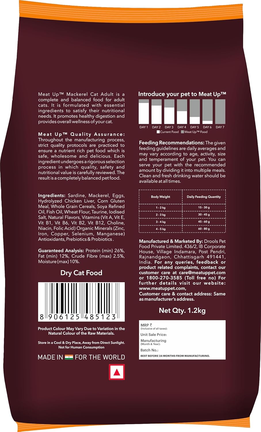Adult Dry Cat Food Total 2.4Kg | Mackerel Flavour | Supports Urinary pH Balance | Reduces Hairball Formation | Promotes Skin & Coat Health | Taurine for Cardiac Support