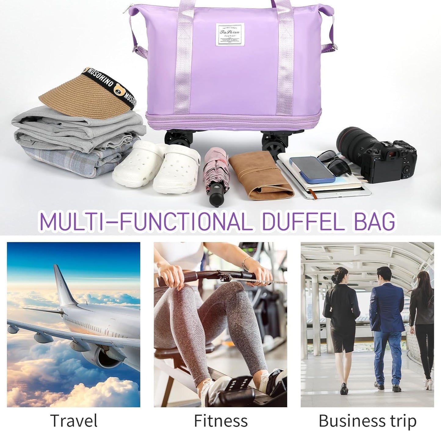 ROLLING DUFFLE BAG WITH WHEELS