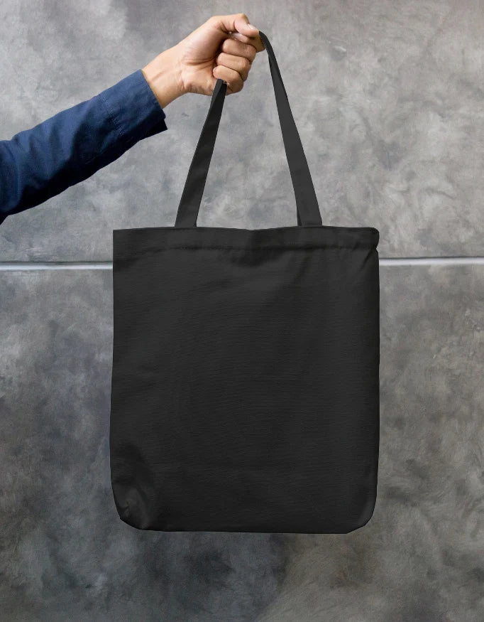 Cute Girl Reading Black Cotton Canvas Tote Bag | Eco-Friendly Reusable Shoulder Bag