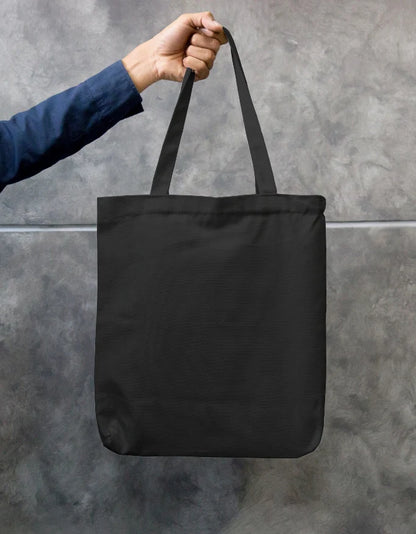 Cute Girl Reading Black Cotton Canvas Tote Bag | Eco-Friendly Reusable Shoulder Bag