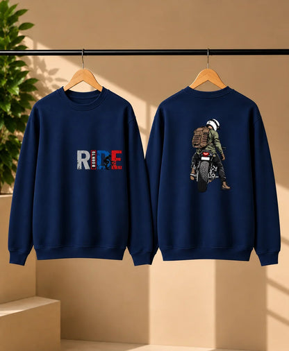 Men’s Maroon Born to Ride Biker Graphic Printed Sweatshirt – Front & Back Motorcycle Design