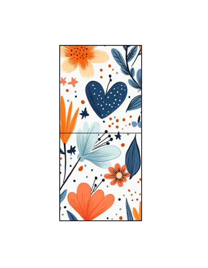 Retro Orange and Blue Floral Canvas Tote Bag | Reusable Eco-Friendly Shoulder Shopping Bag