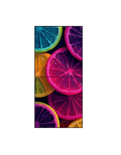 Vibrant Neon Citrus Slices Canvas Tote Bag | Reusable Eco-Friendly Shoulder Shopping Bag