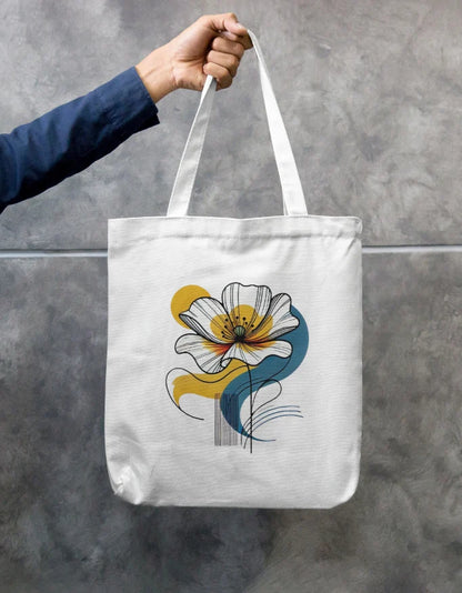 Abstract Floral Canvas Tote Bag | Reusable Eco-Friendly Shoulder Shopping Bag