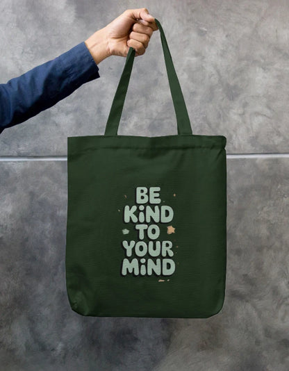 Be Kind To Your Mind Mental Health Navy Canvas Tote Bag | Reusable Eco-Friendly Shoulder Shopping Bag