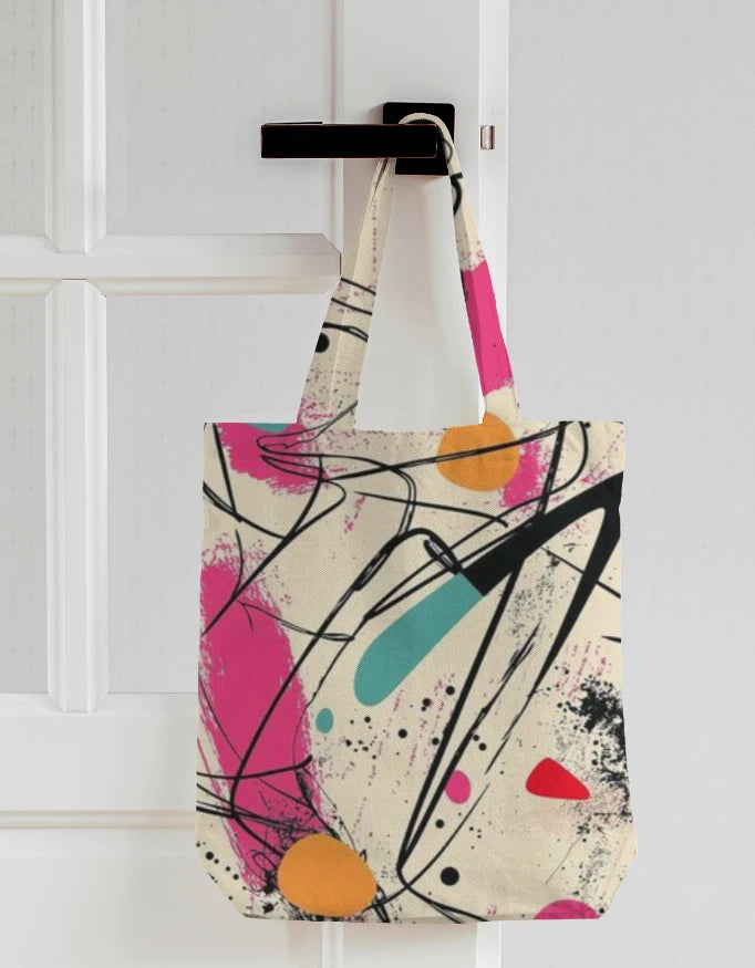 Abstract Paint Splatter Art Canvas Tote Bag | Reusable Eco-Friendly Shoulder Shopping Bag