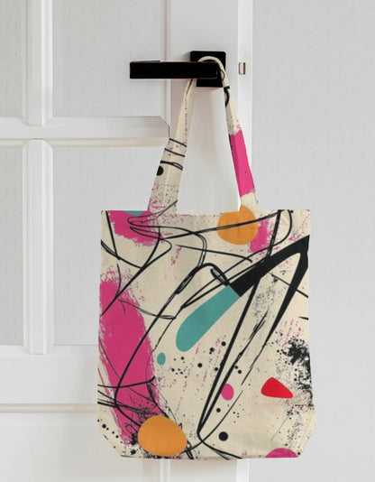 Abstract Paint Splatter Art Canvas Tote Bag | Reusable Eco-Friendly Shoulder Shopping Bag