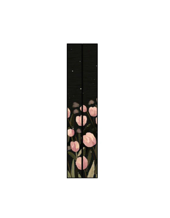 Pink Tulip Field Black Canvas Tote Bag | Reusable Eco-Friendly Shoulder Shopping Bag