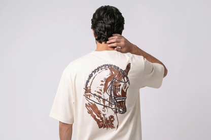Men's 3D Embroidered Horse Black T-Shirt