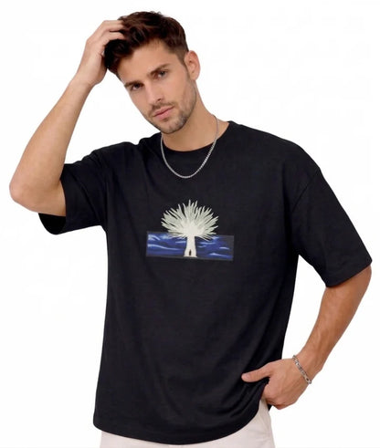 Tree of Life Graphic Embroidery T-Shirt Black