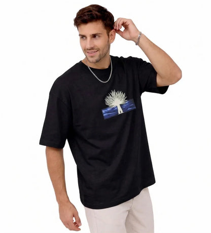 Tree of Life Graphic Embroidery T-Shirt Black