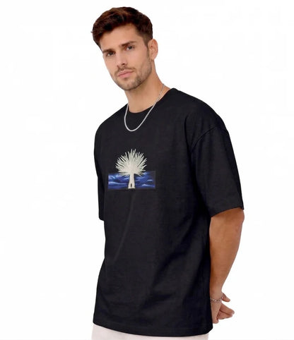 Tree of Life Graphic Embroidery T-Shirt Black