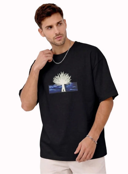 Tree of Life Graphic Embroidery T-Shirt Black