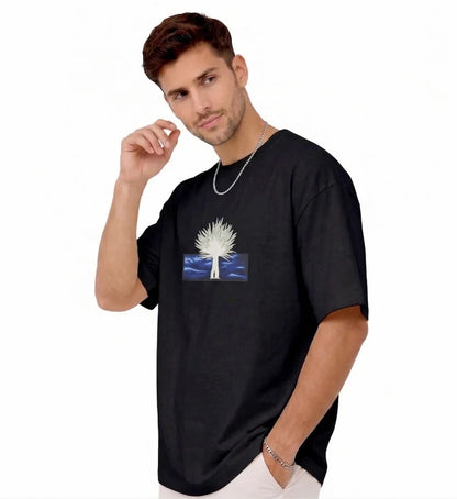 Tree of Life Graphic Embroidery T-Shirt Black