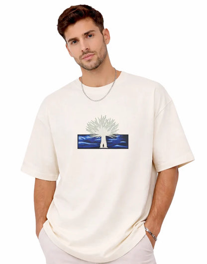 Tree of Life Graphic Embroidery T-Shirt Black