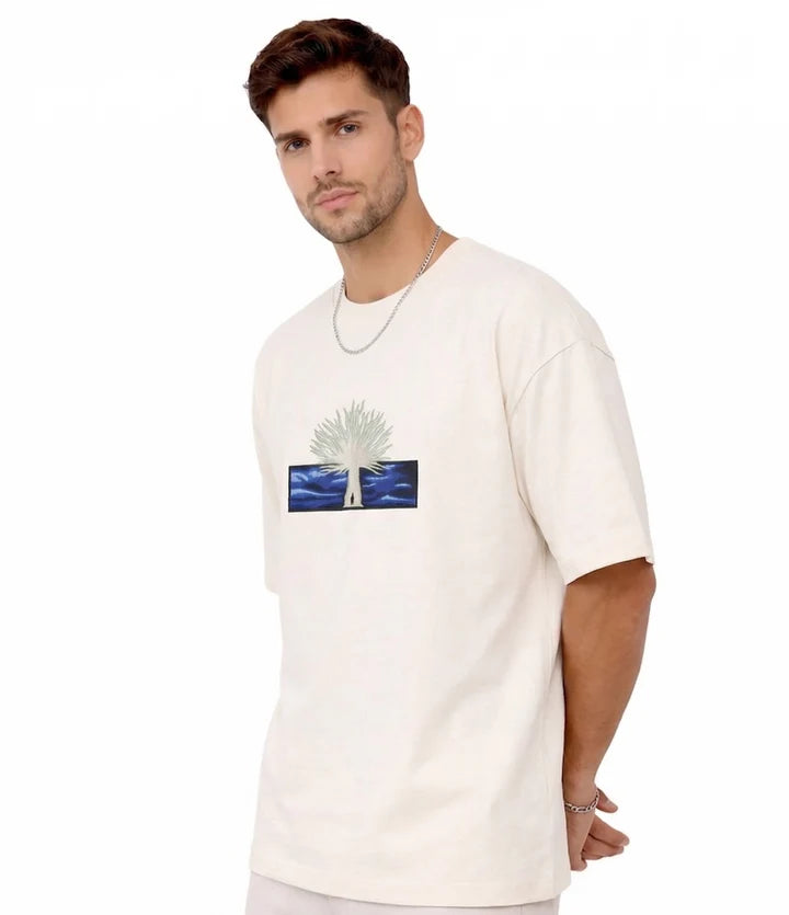 Tree of Life Graphic Embroidery T-Shirt Black