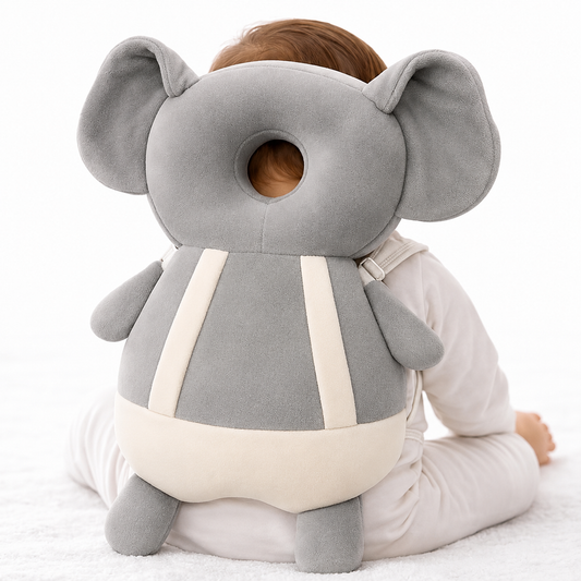 Baby Head Protector Cushion for 6–24 Months | Soft Plush Safety Backpack for Toddlers | Adjustable Straps, Anti-Fall Pillow for Infants (Elephant)