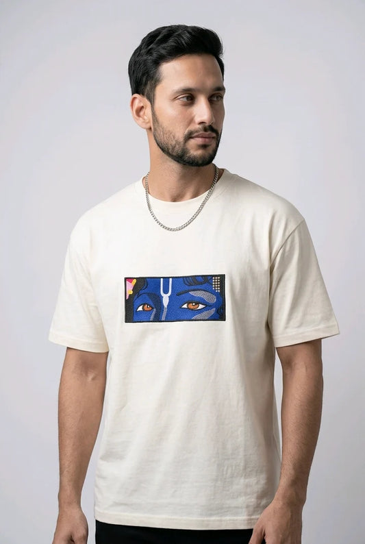 Lord Krishna Premium Embroidered Oversized T-Shirt