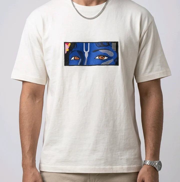 Lord Krishna Premium Embroidered Oversized T-Shirt