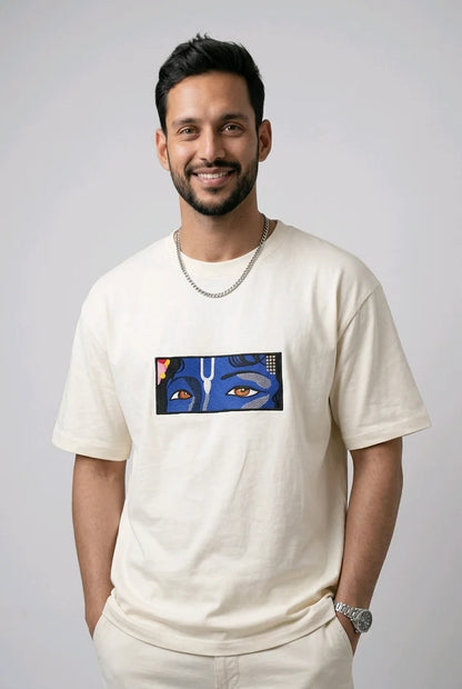 Lord Krishna Premium Embroidered Oversized T-Shirt