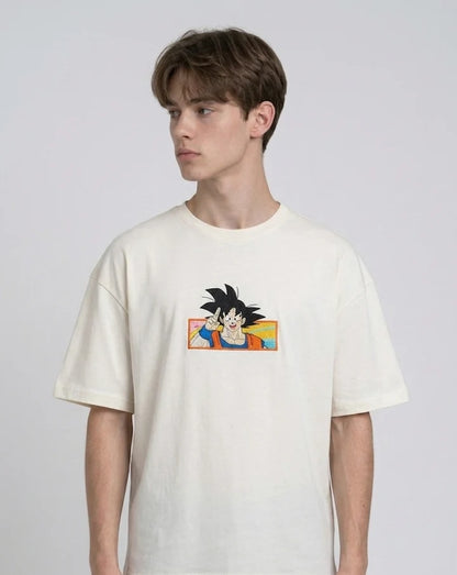 Dragon Ball Z Son Goku Embroidered Oversized Acid Wash T-Shirt